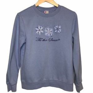 Baby Blue Winter Embroidered Crewneck